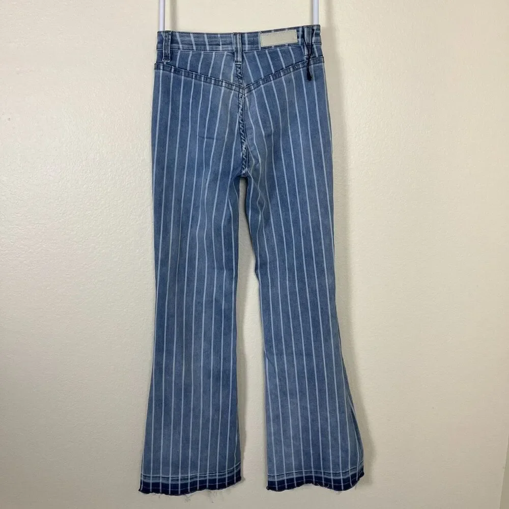 Rock & Roll Denim Women Size 25 High Rise Striped Trousers Bootcut Flare Jeans